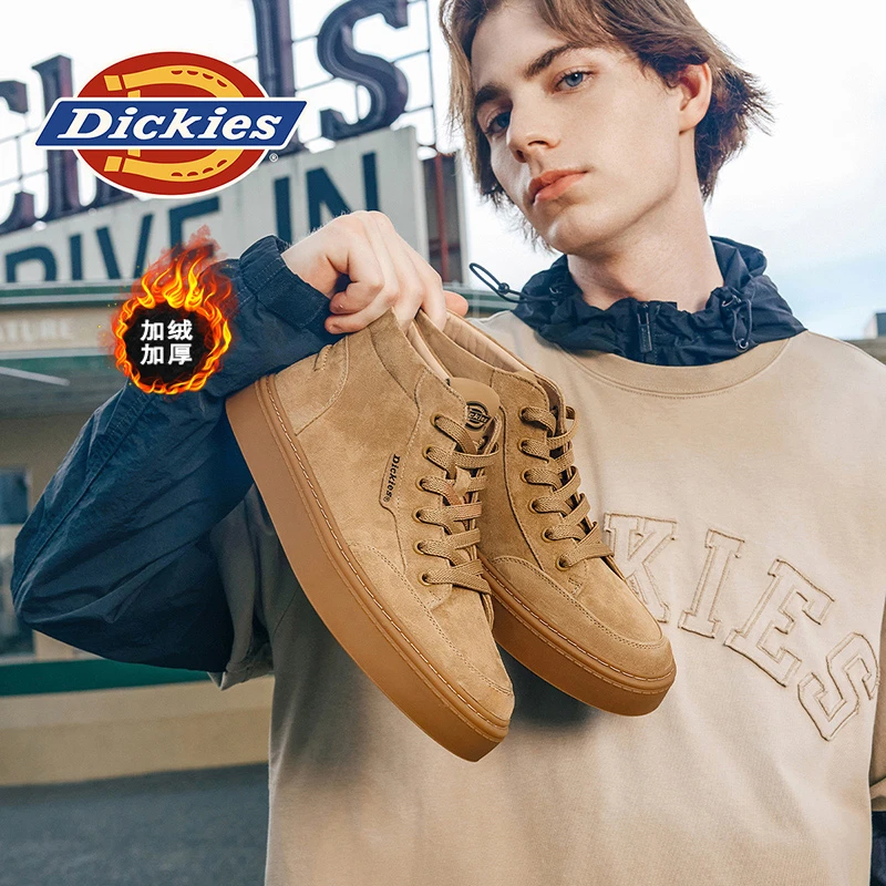 Dickies男鞋2025冬季时尚百搭马丁靴工装靴男士增高厚底休闲棉鞋