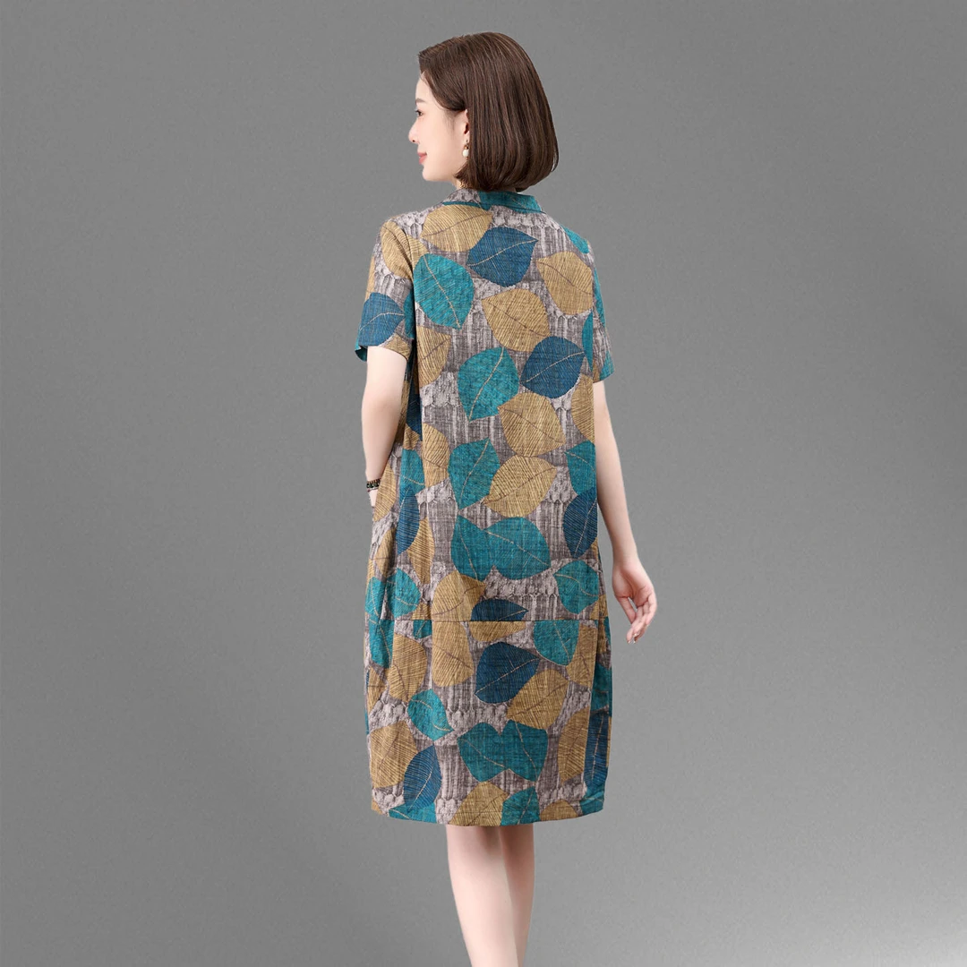 垂坠感连衣裙2025新款夏季中年妈妈大码胖MM气质遮肚减龄衬衫裙子