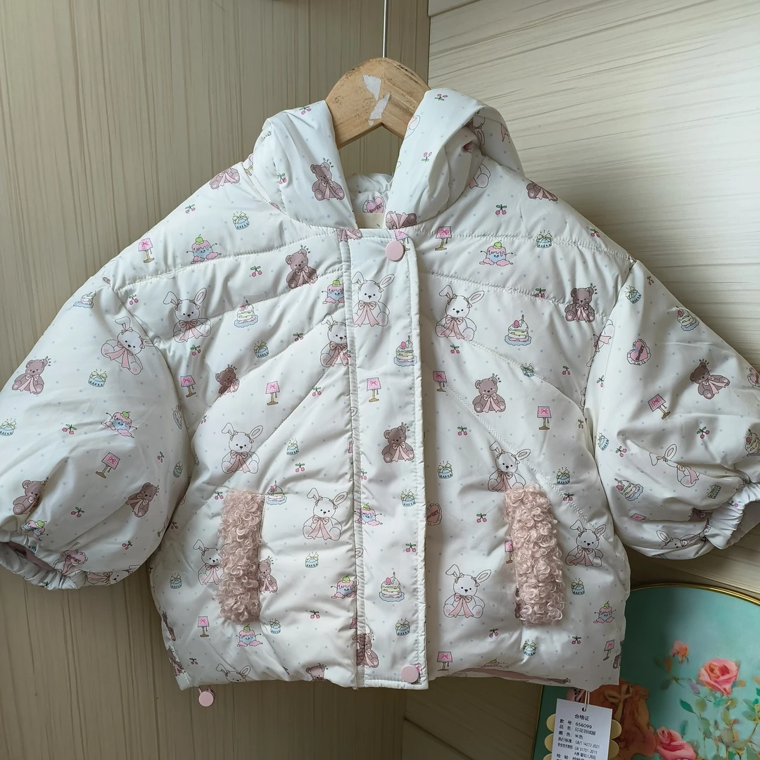 女宝羽绒2024新款儿童洋气外套宝宝加厚冬季冬装卡通外套no退no换