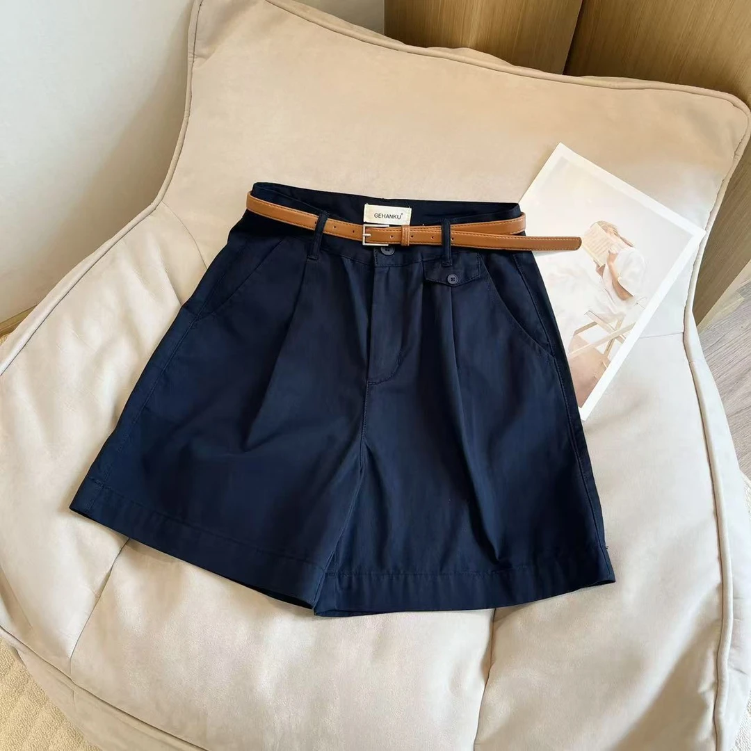 【豆子推荐】5721  夏季韩版高腰显瘦休闲裤简约短裤百搭阔腿裤