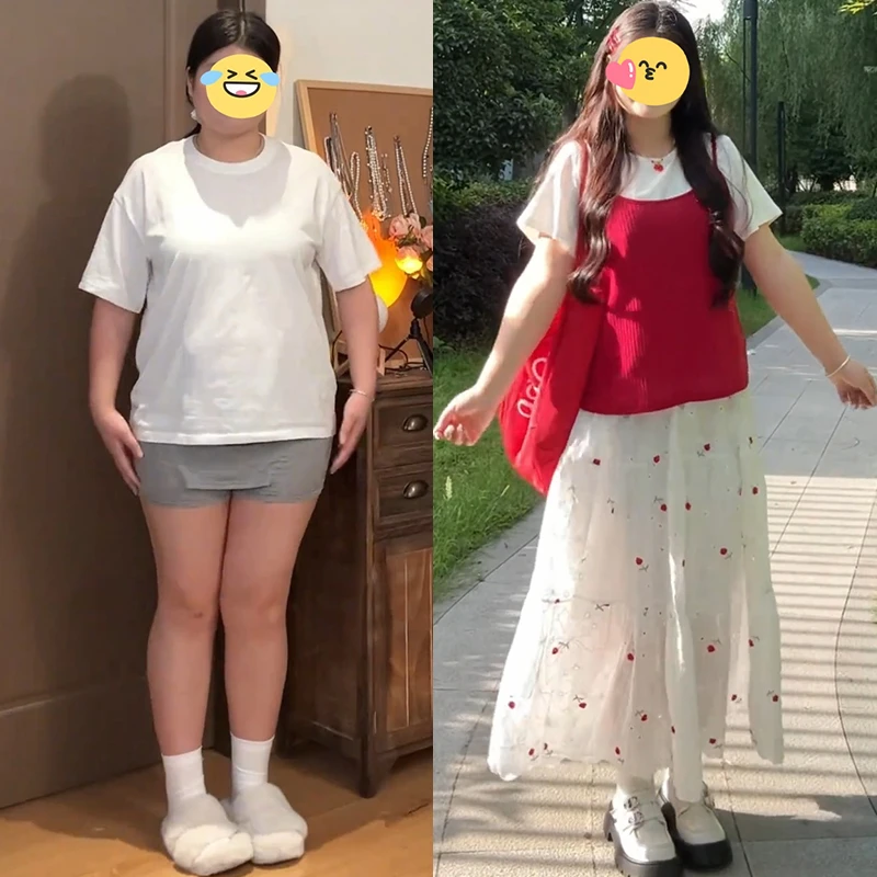 大码女装温柔风套装夏季甜美吊带短袖上衣胖MM刺绣半身裙子两件套