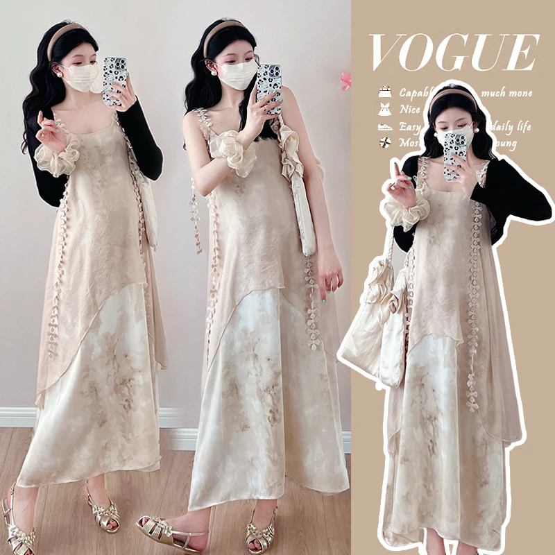 时髦孕妇装新款2025夏季气质超仙韩版针织防晒衣时尚款显瘦连衣裙