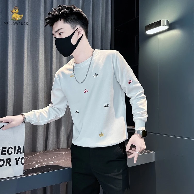 痞帅修身2025新款男士秋冬季半高领内搭T恤打底衫潮流新款休闲服