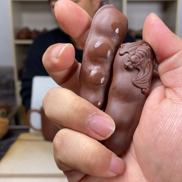 紫砂茶壶吃**枚一对福豆