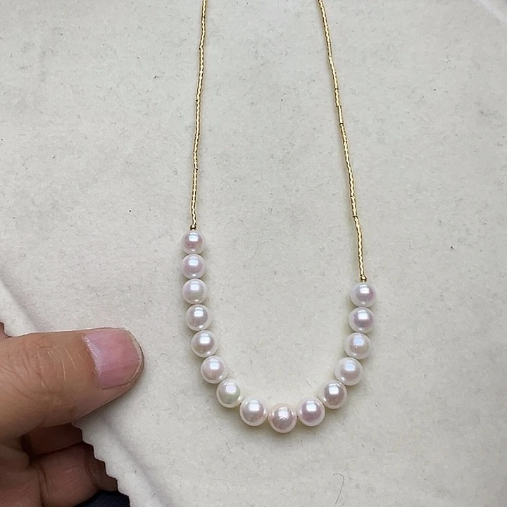 海水珍珠18K金镶嵌颈饰18K海水akoya珍珠项链