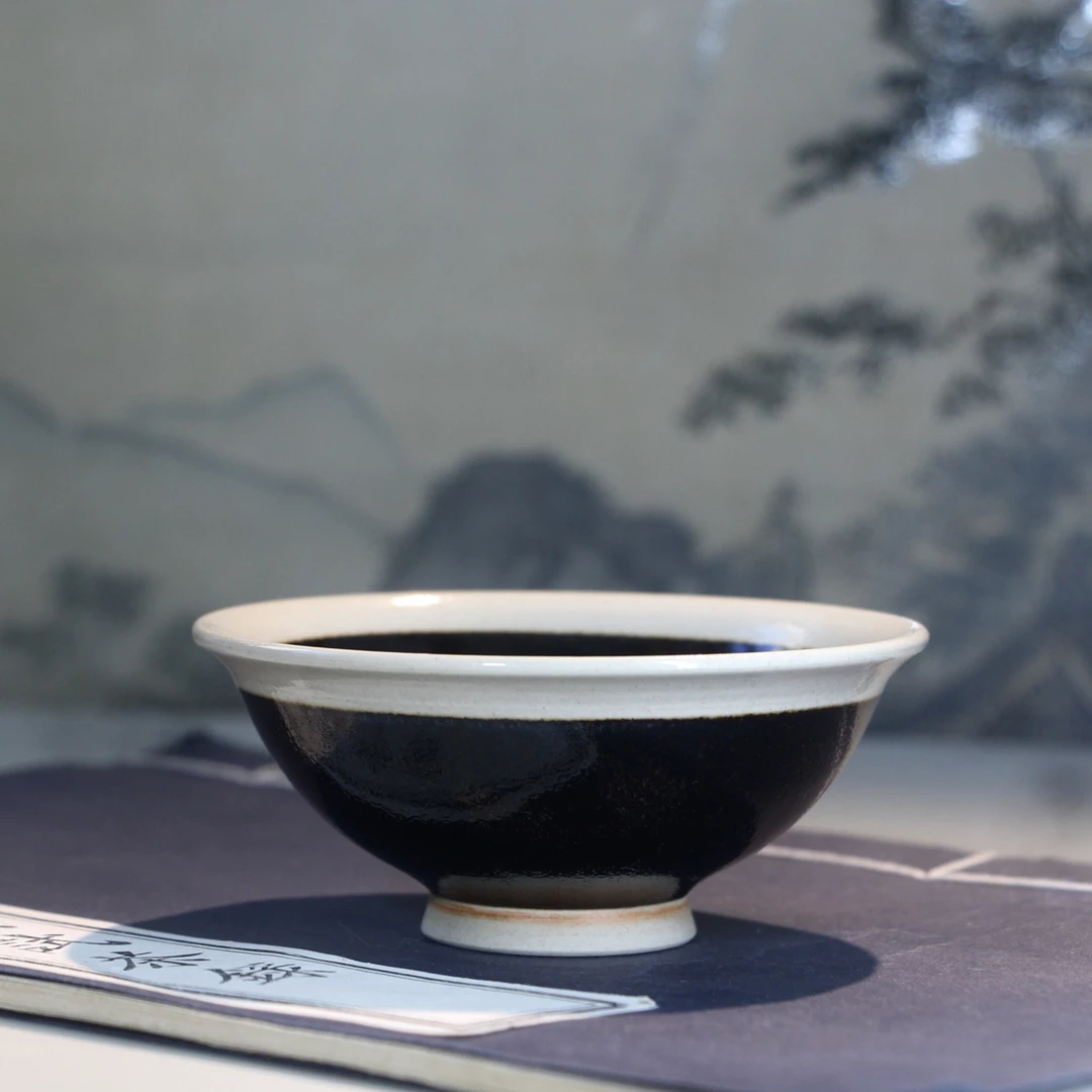 当代吉州窑 玳瑁釉白覆轮 普洱杯主人杯 全手柴烧原矿釉 约70ml