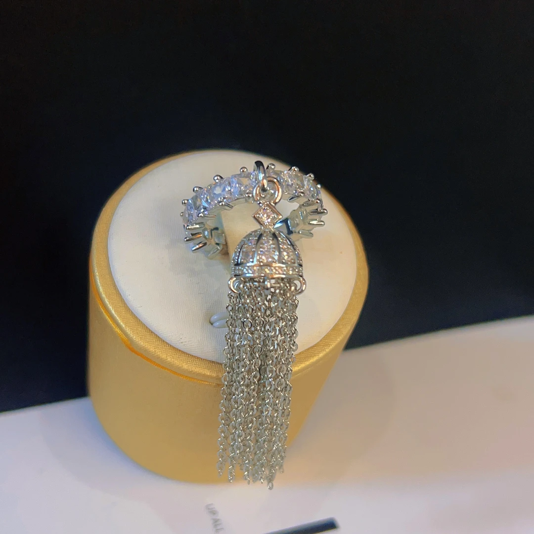 铜合金锆石戒指 哈尼西牧时尚华丽流苏戒指#0008053