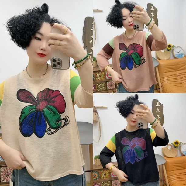 【木木推荐】228#花朵印花针织衫