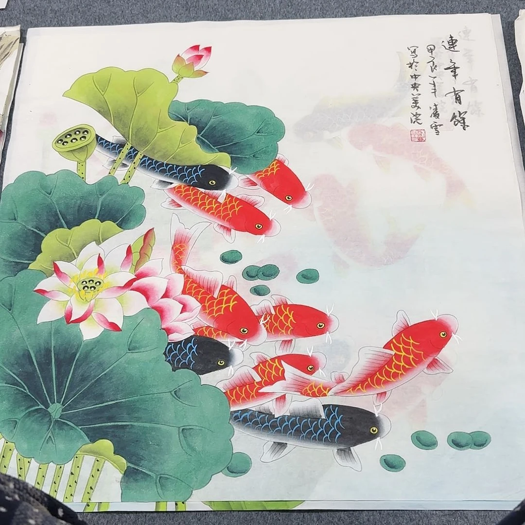 国画尺寸70X70手绘作品