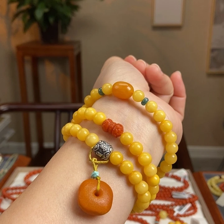 琥珀手链未镶嵌蜜蜡手串7+