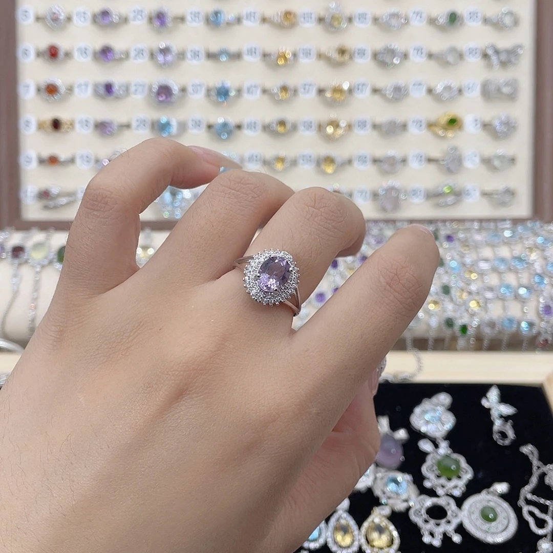 戒指紫晶银S925镶嵌