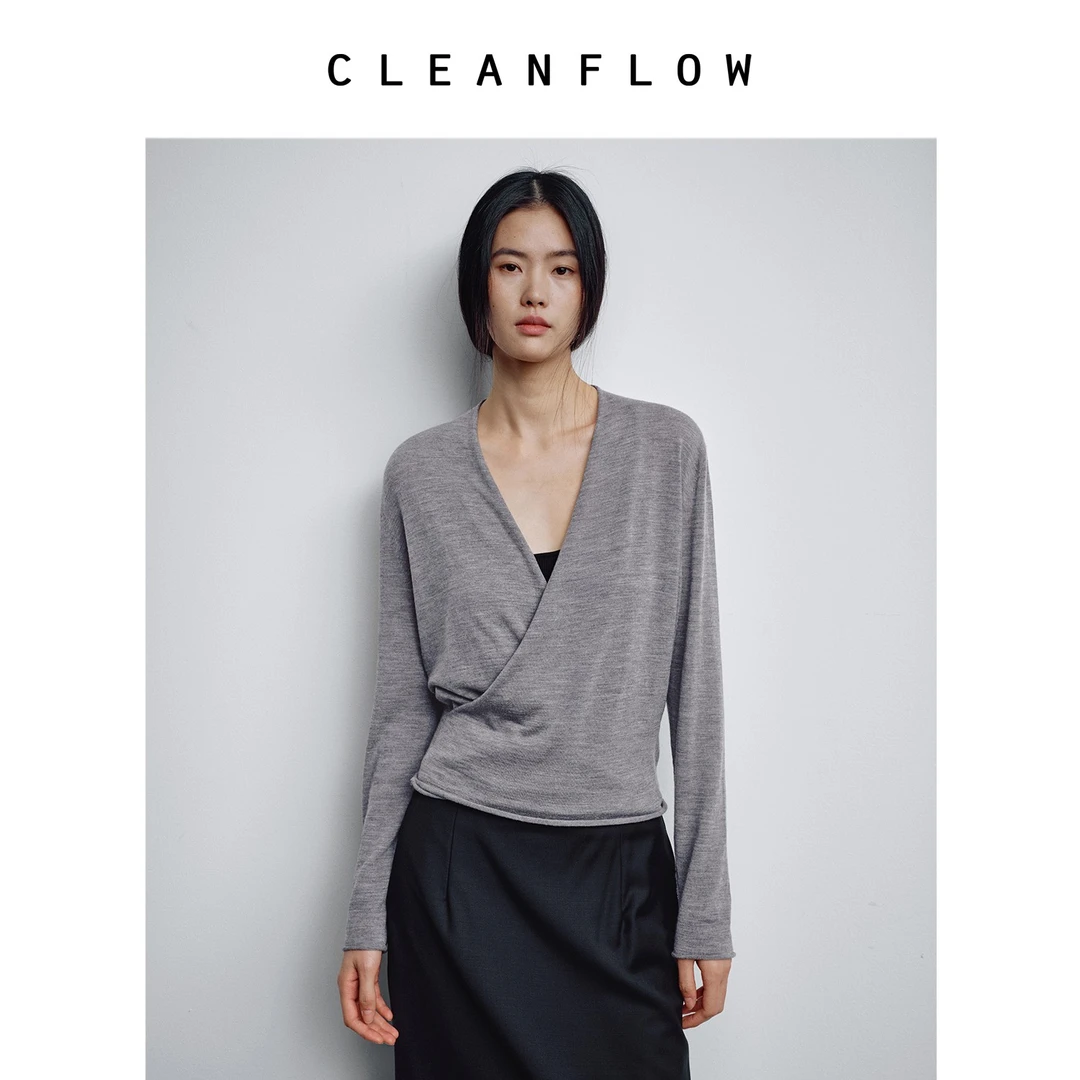 CLEANFLOW | 可机洗超细美利奴羊毛交领打底上衣