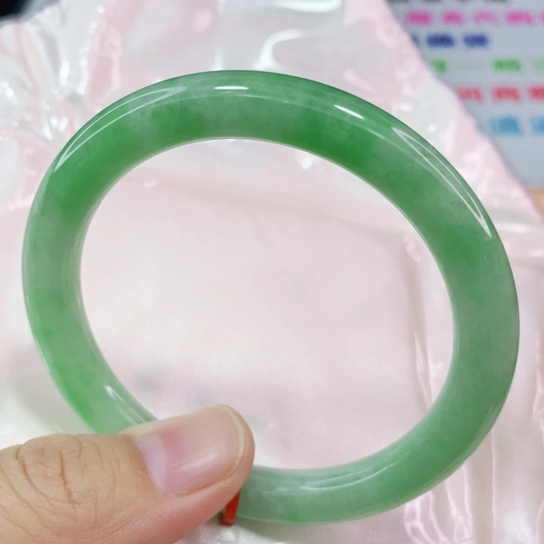 未镶嵌手镯翡翠54.5圈口圆条高货