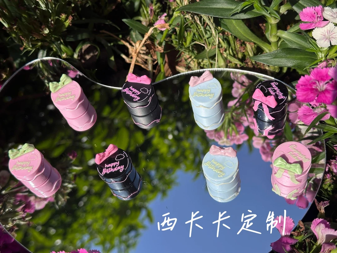 【西卡卡定制】线条蝴蝶结蛋糕食玩 树脂diy 二次元撞色微缩蛋糕