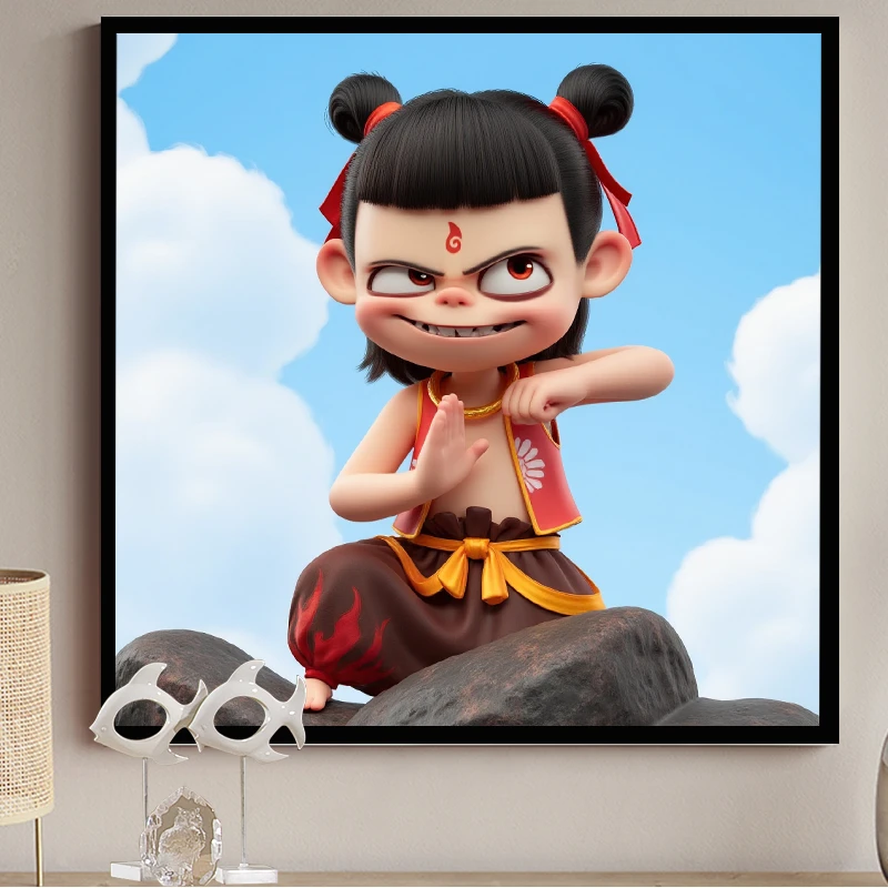 欧美兰2025新款哪吒之魔童闹海十字绣高颜值客厅卧室手工自绣满绣