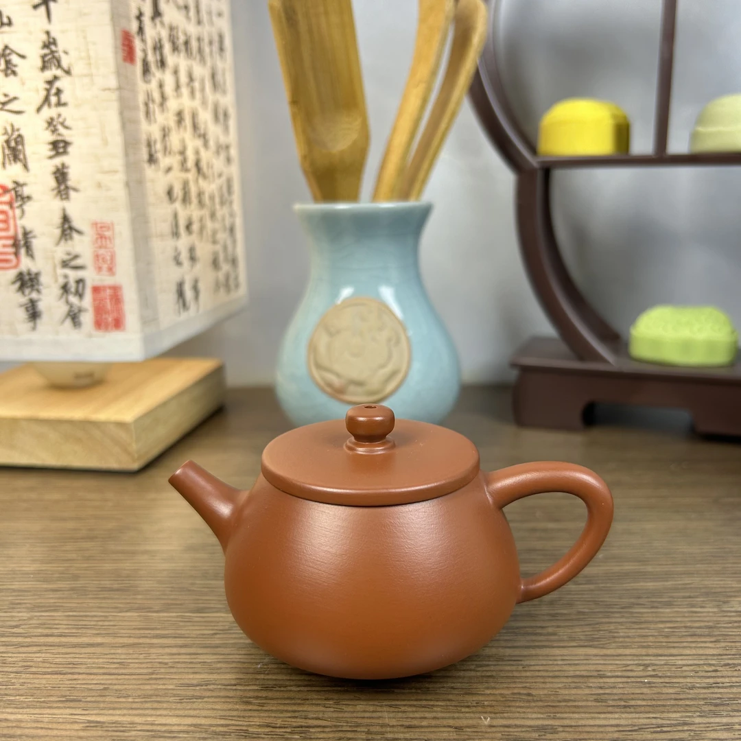 石瓢壶正宗潮州原矿朱泥纯手工拉胚制作小容量牛盖泥壶全手工茶壶