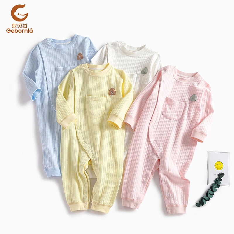 歌贝拉婴儿斜襟连体衣宝宝两用裆爬服无骨工艺秋季新款新中式5011