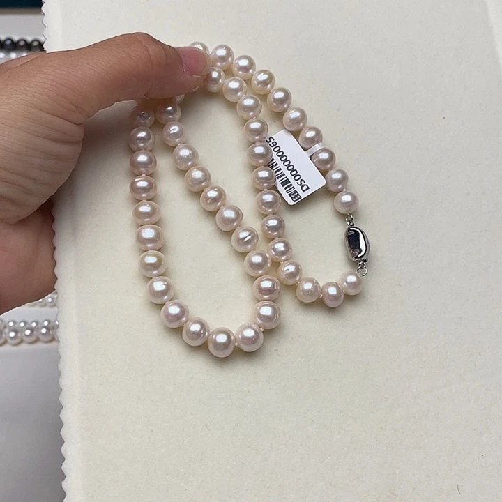 淡水珍珠未镶嵌颈饰卡9➕极光白炫天女粉