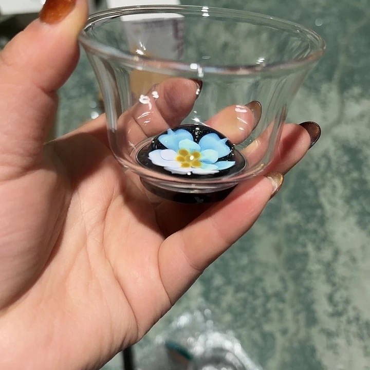 玻璃茶器双生连青杯