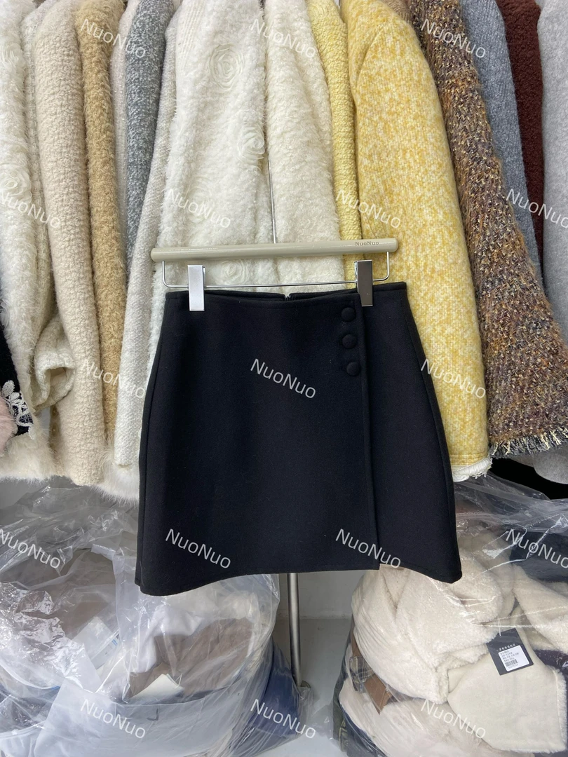 9188设计款小众复古高腰毛呢半身裙