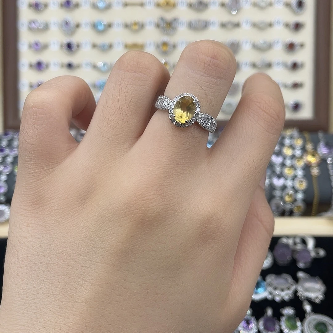 戒指银S925镶嵌黄晶