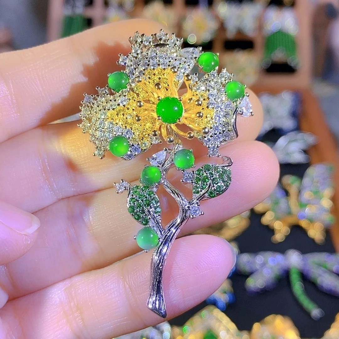 银S925镶嵌挂件翡翠