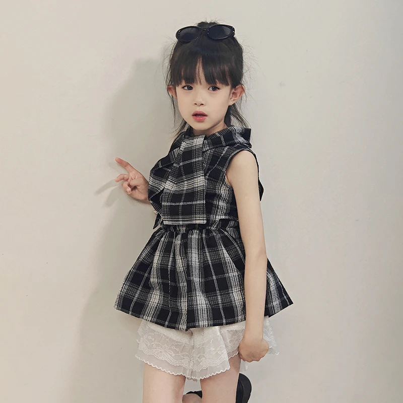 女童夏装套装2025新款女孩韩系背心衣服两件套儿童夏季蕾丝半身裙