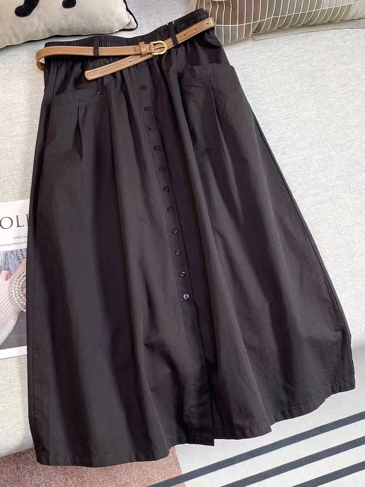 半身裙女夏季薄款2024新款高腰显瘦a字中长款工装裙A009