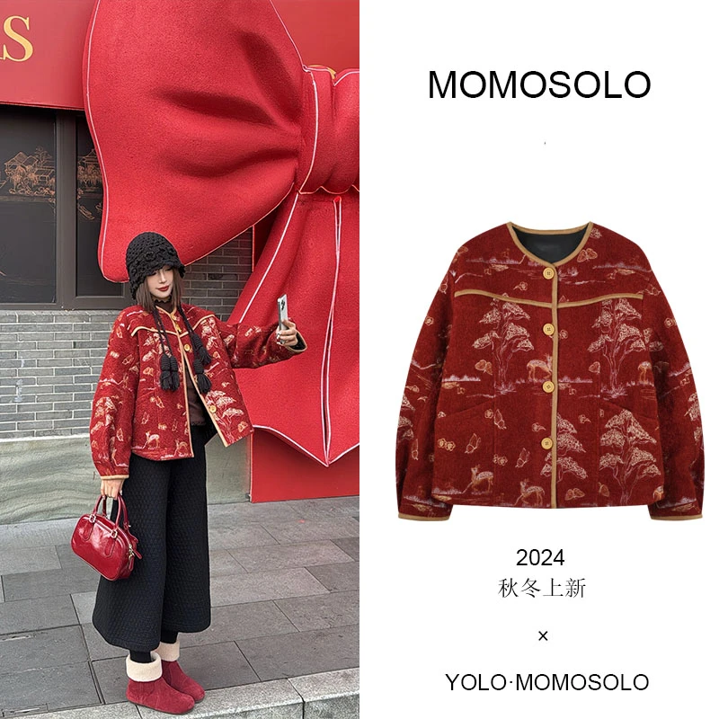 •昭华•手工刺绣羊毛羽绒服时尚休闲保暖YM836