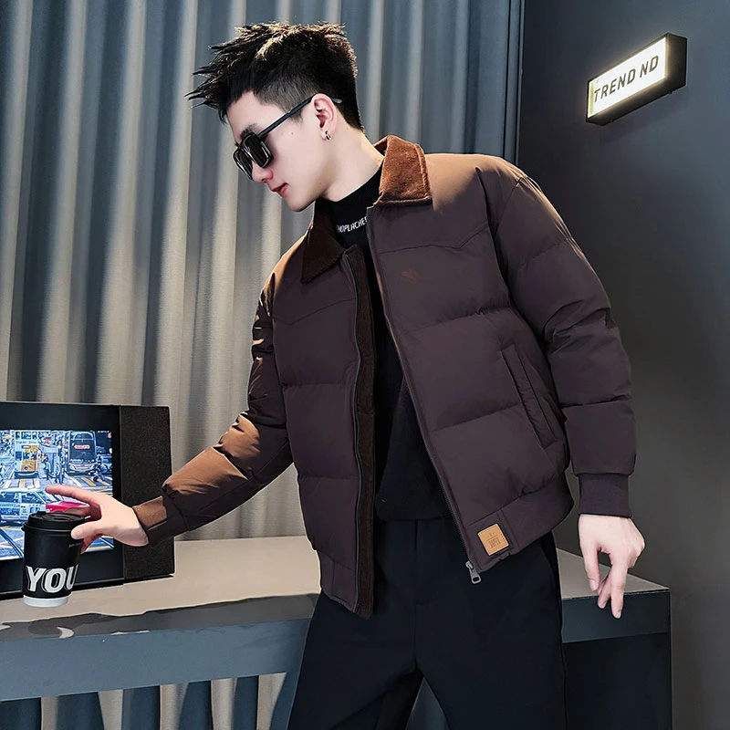 棉服男款冬季2025新款爆款男生冬天衣服百搭翻领棉衣外套保暖棉袄