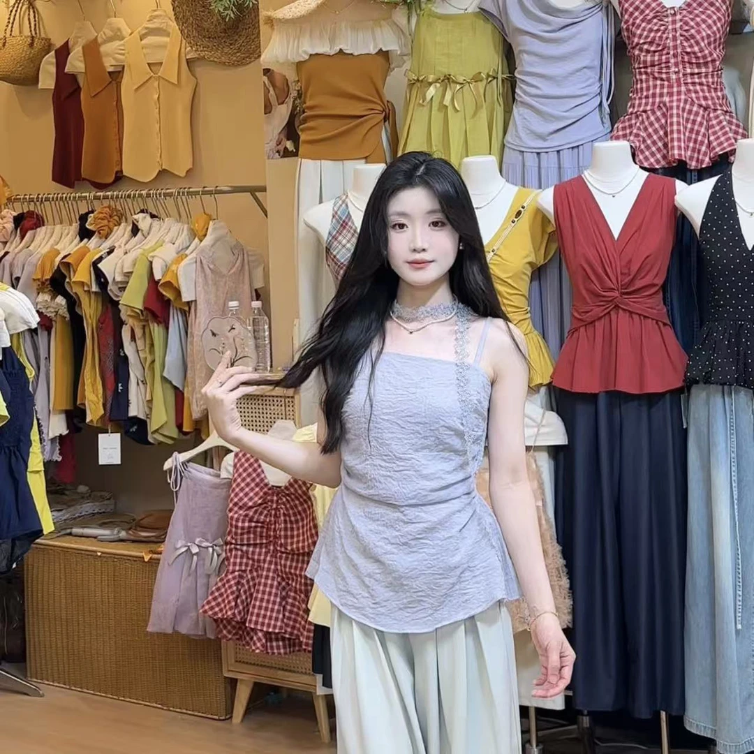 法式无袖吊带背心女夏季收腰修身显瘦设计感小众洋气小衫性感上衣