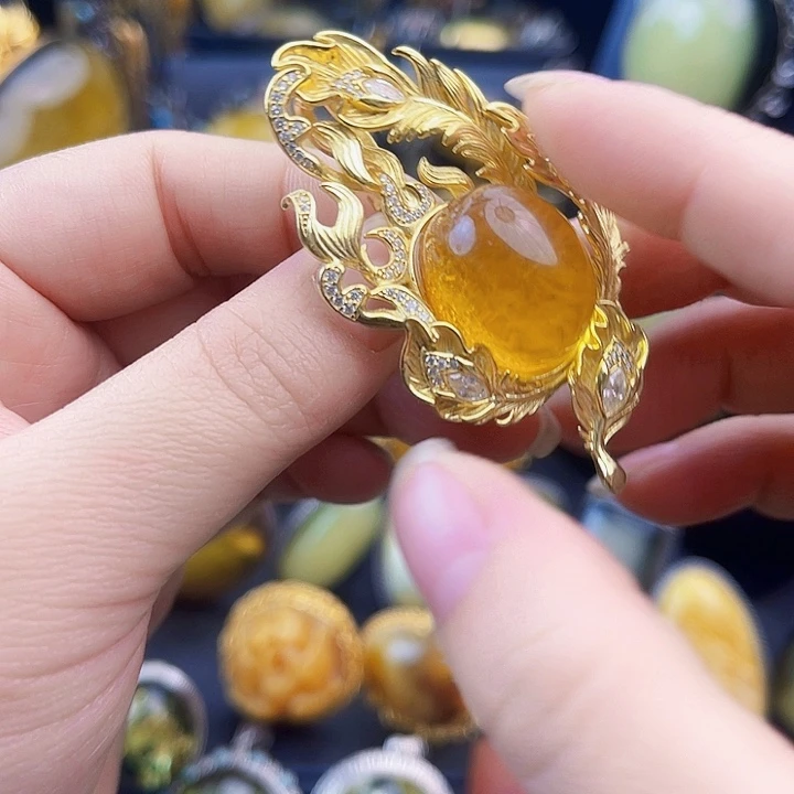 琥珀银S925镶嵌裸石