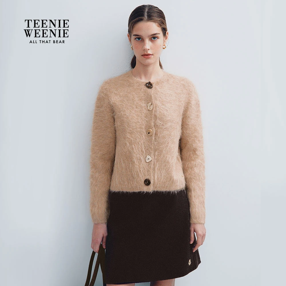 TeenieWeenie小熊女装毛针织开衫25冬新款老钱风开衫TTCK254VW5D