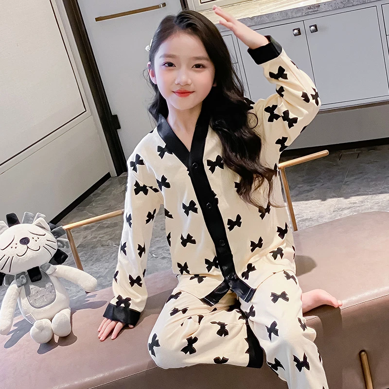 儿童睡衣女大童春秋季棉长袖甜美薄款6-12岁女孩家居服套装可外穿