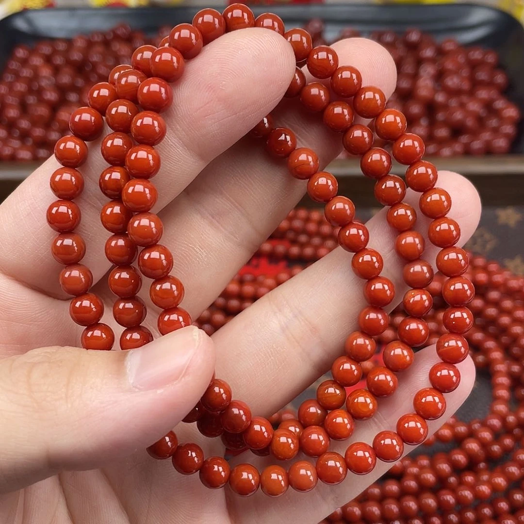 南红玛瑙1号瓦西柿子红卡6长链未镶嵌