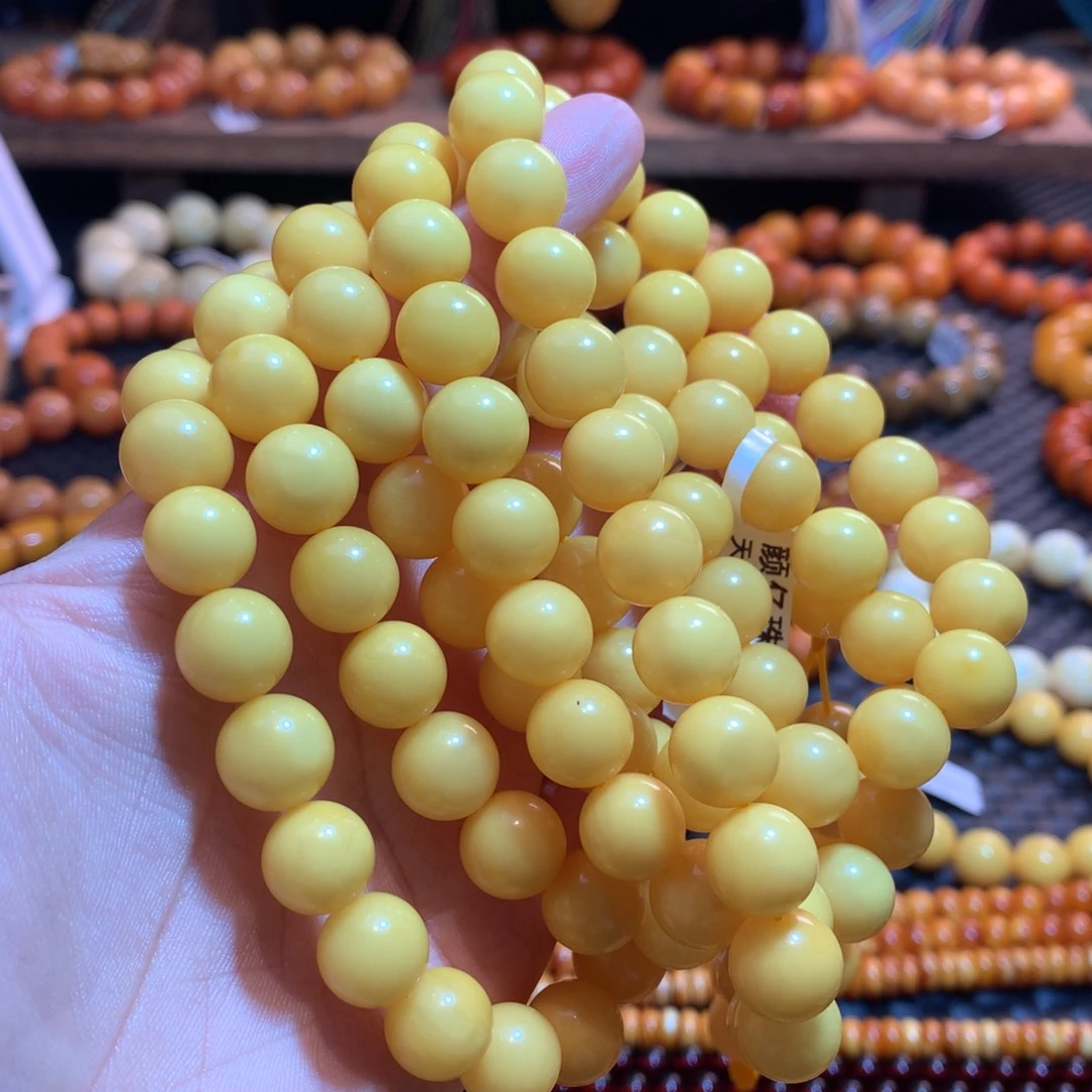 探***猫蜜蜡未镶嵌手串蜜蜡