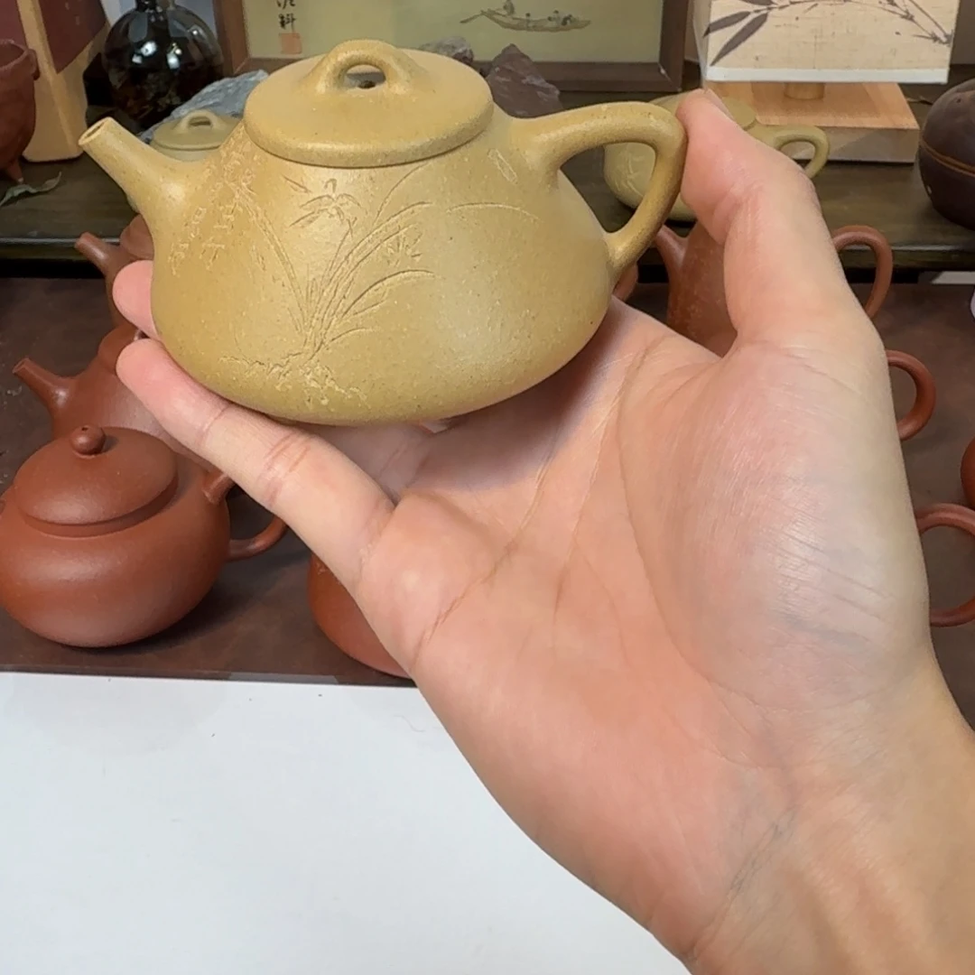 茶壶紫砂微瑕梨皮兰花