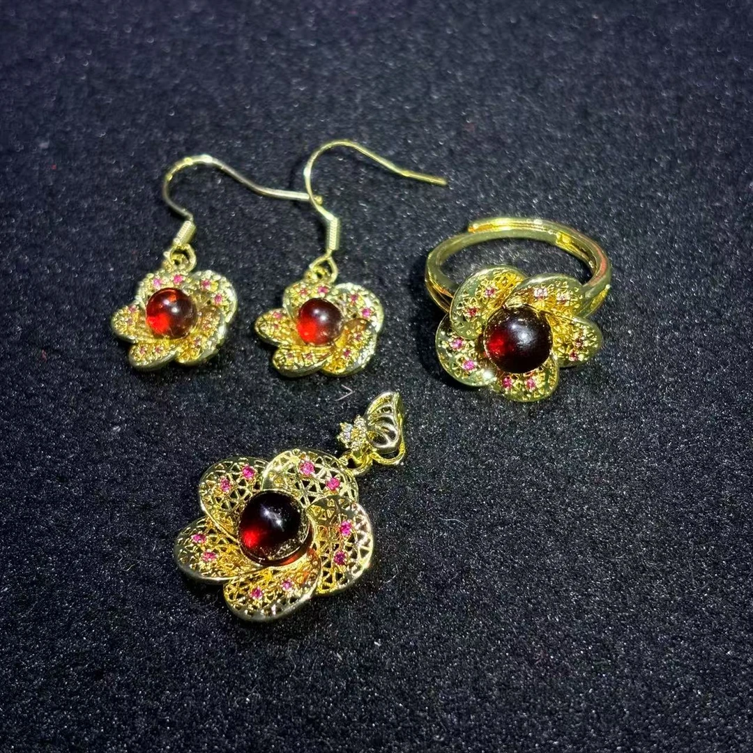 【贵气珠宝】MT2417-琥珀红天血灵珀三件套-配链-活口 MT2417