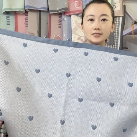 棉纱布蓝色爱心纯棉