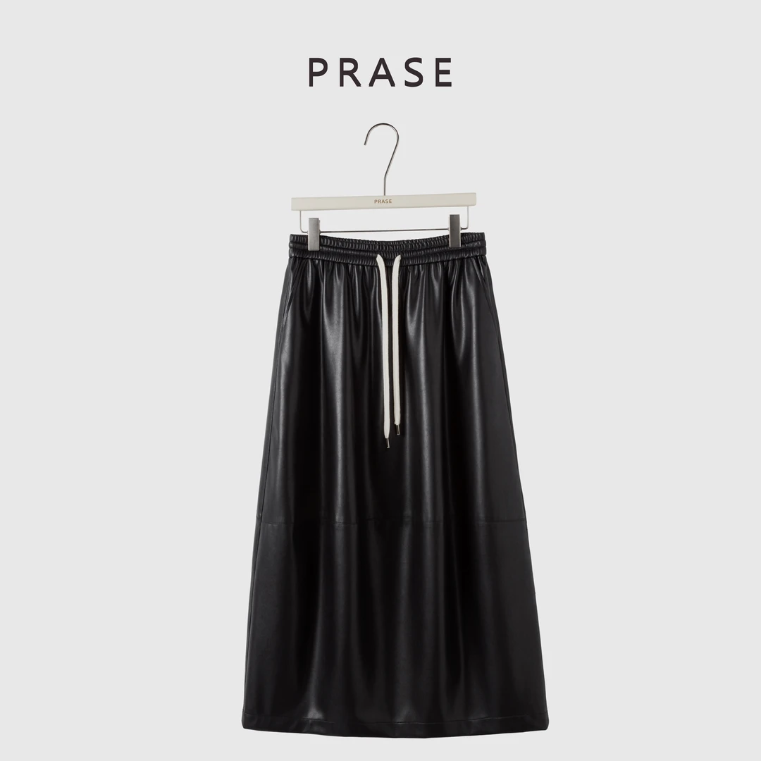 PRASE·噜【巴恩皮裙】微胖显瘦松紧高腰皮裙冬气质半身裙PR510B27
