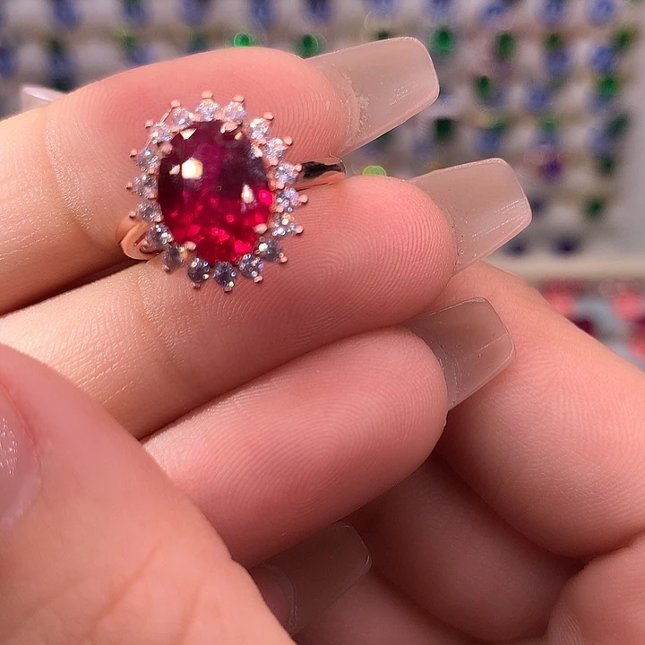 红宝石戒指银S925镶嵌