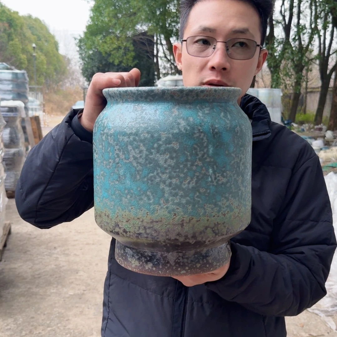 紫砂花盆口21高26（一个直筒泡泡蓝