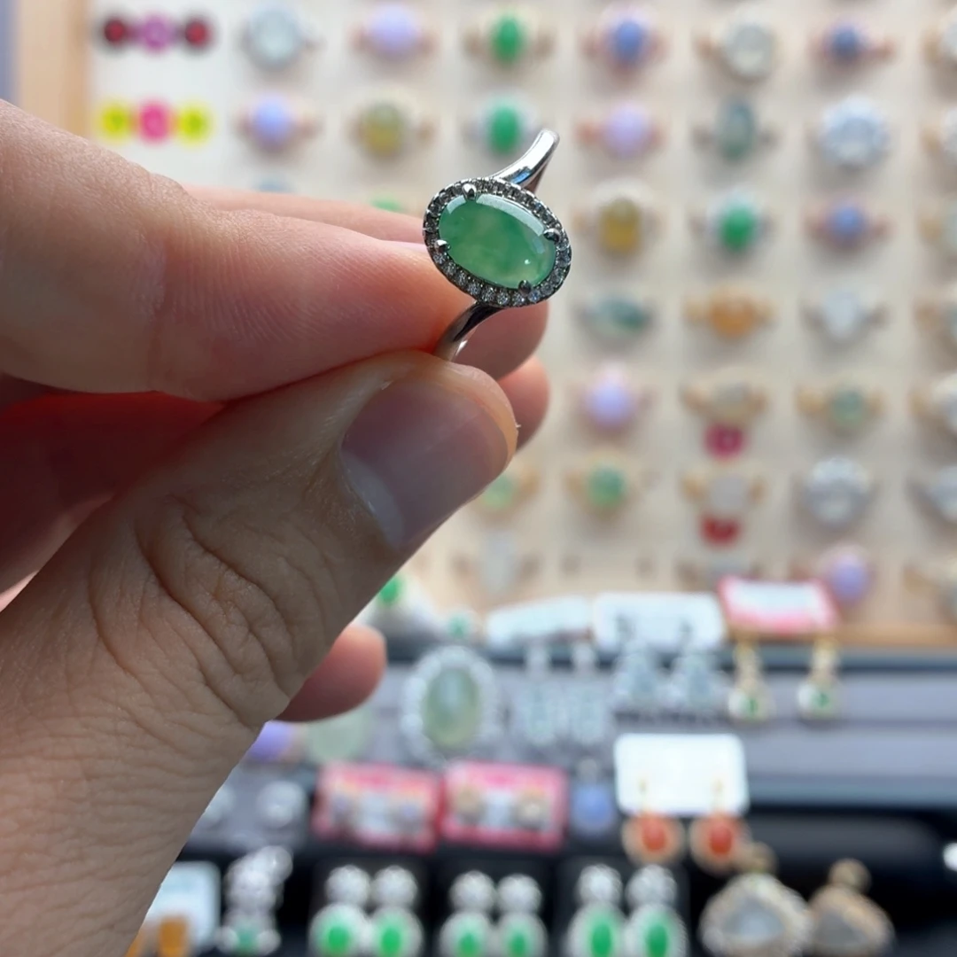 翡翠银S925镶嵌戒指