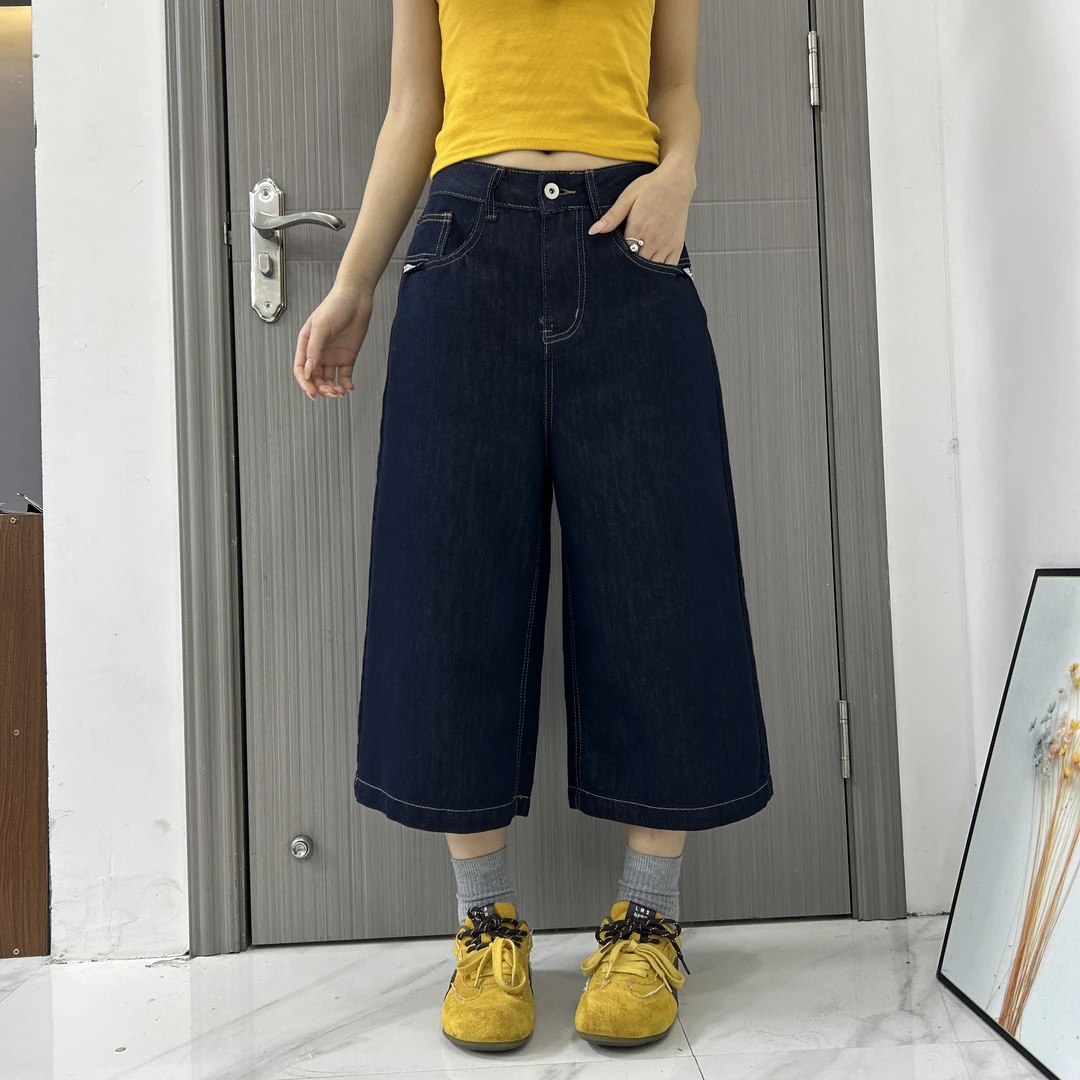 夏季7分阔腿裤1672哈伦老爹裤宽松显瘦百搭女士牛仔裤水洗