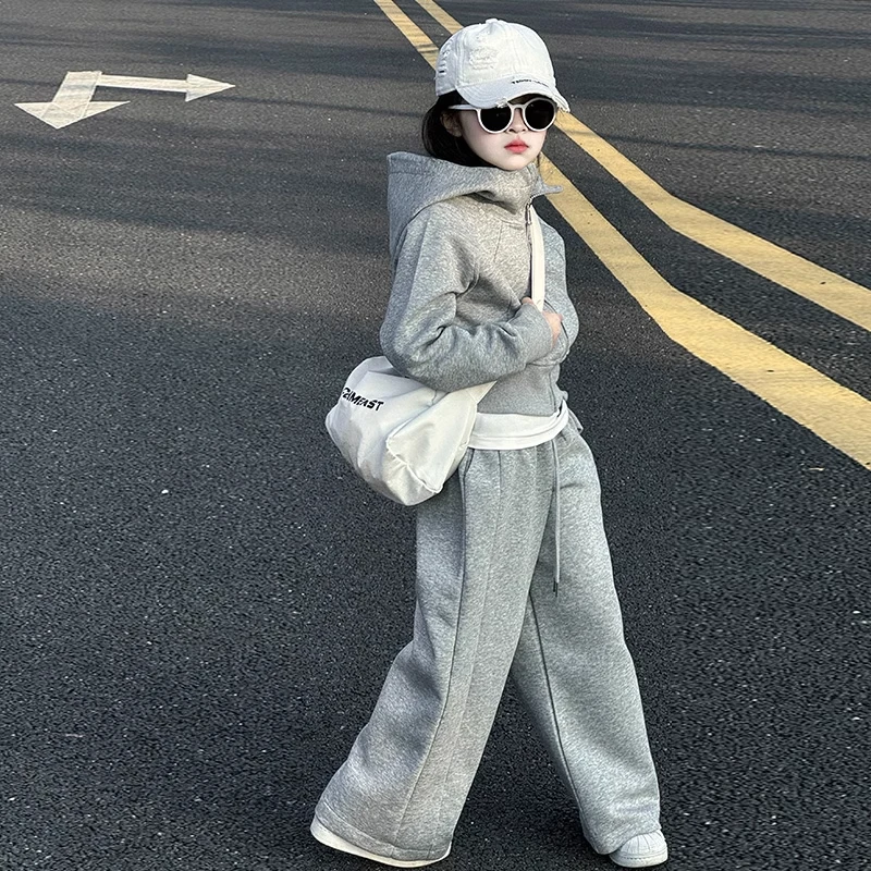 女童休闲运动阔腿裤套装洋气时髦两件套2024春秋新款儿童装中大童