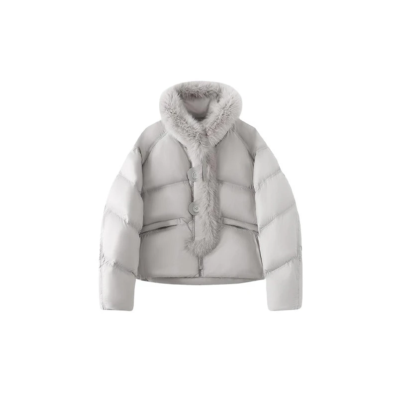 潮流时髦风格棉服毛领上衣女2025冬季显瘦设计感百搭新款棉衣外套