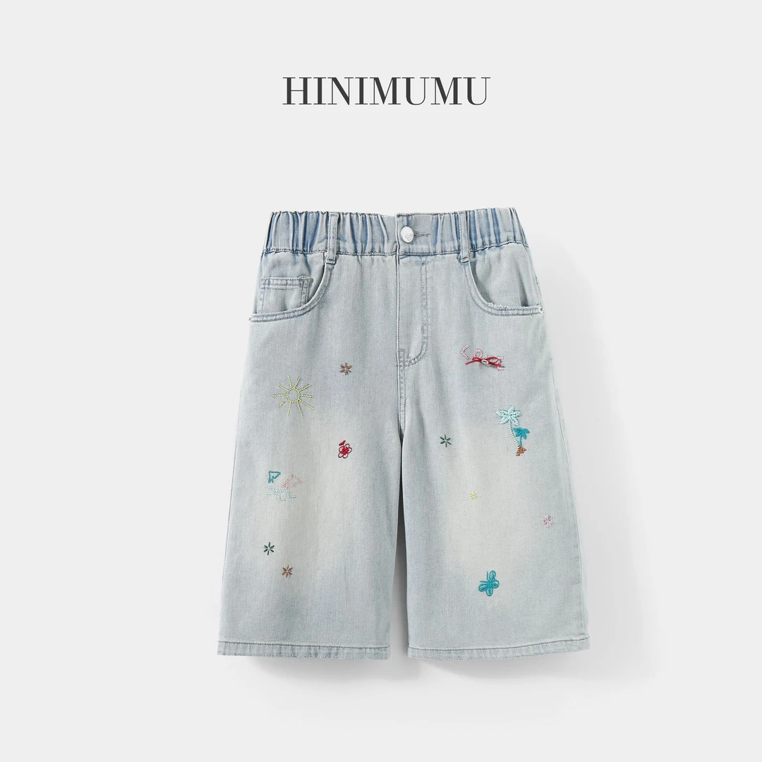 女童牛仔裤2025夏装新款儿童时尚刺绣五分裤洋气短裤Q62675