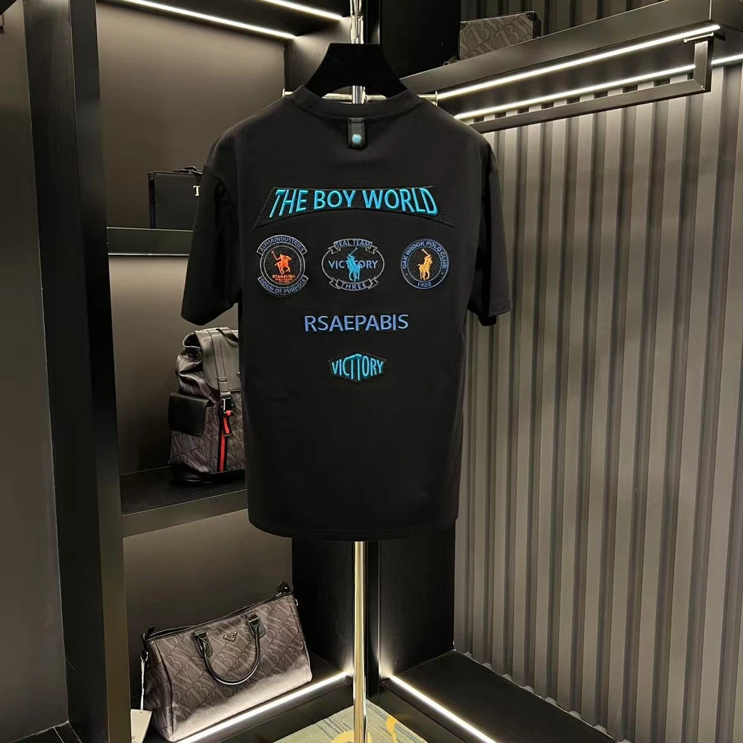 【菲菲专属】2025夏季新品高级感时尚百搭重工刺绣短袖25028