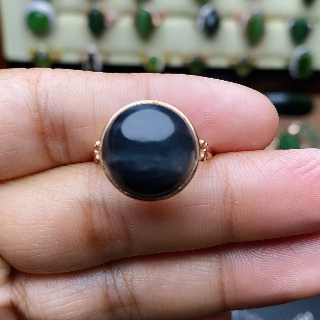 和田玉银S925镶嵌吊坠(不含链)戒指