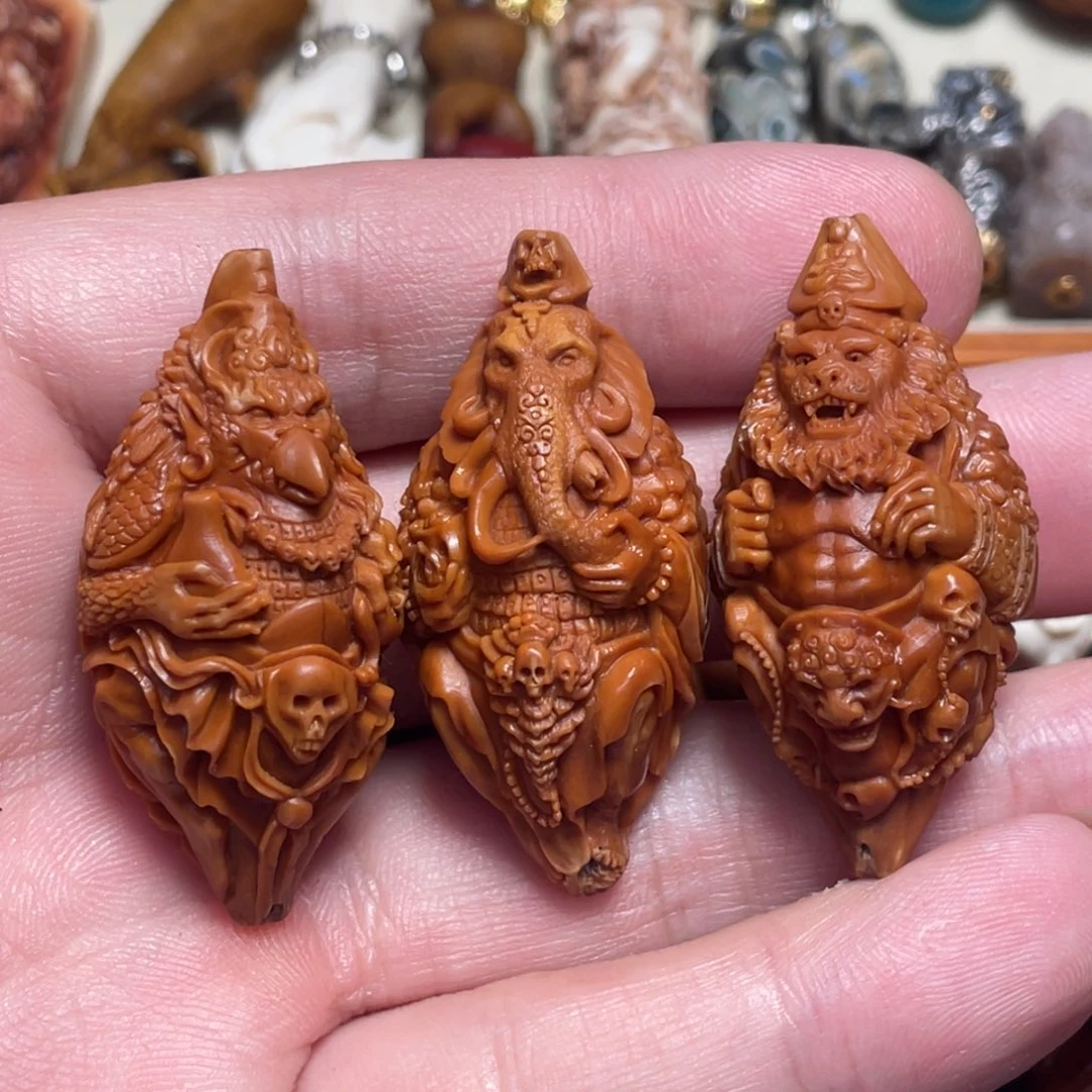 橄榄核手串/手链狮驼岭三圣手工雕刻